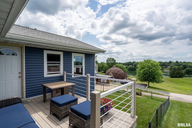 910 Fyre Lake Dr, Sherrard, IL 61281 - wooden deck featuring a yard