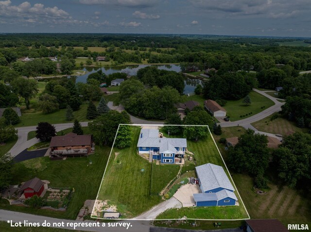 910 Fyre Lake Dr, Sherrard, IL 61281 - aerial view of property and surrounding area featuring a nearby body of water and property parcel outlined