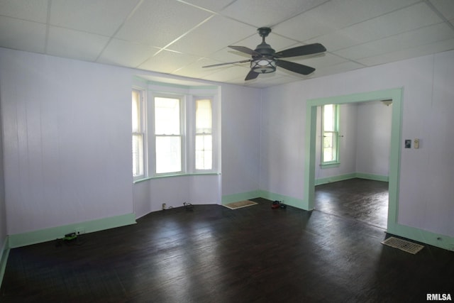 1416 Payson Ave, Quincy, IL 62301 - spare room with wood finished floors, a drop ceiling, and ceiling fan