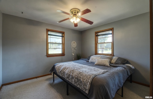 1221 4th St, Camanche, IA 52730 - carpeted bedroom featuring multiple windows and a ceiling fan