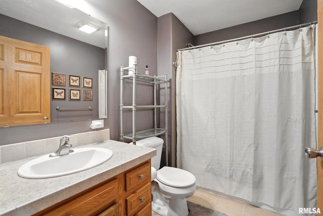 106 Valley View Dr, Sherrard, IL 61281 - full bath with vanity, a shower with shower curtain, and tile patterned flooring