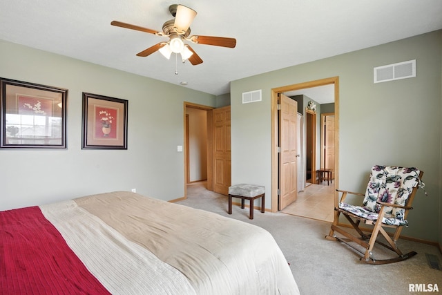 106 Valley View Dr, Sherrard, IL 61281 - bedroom with light colored carpet and a ceiling fan