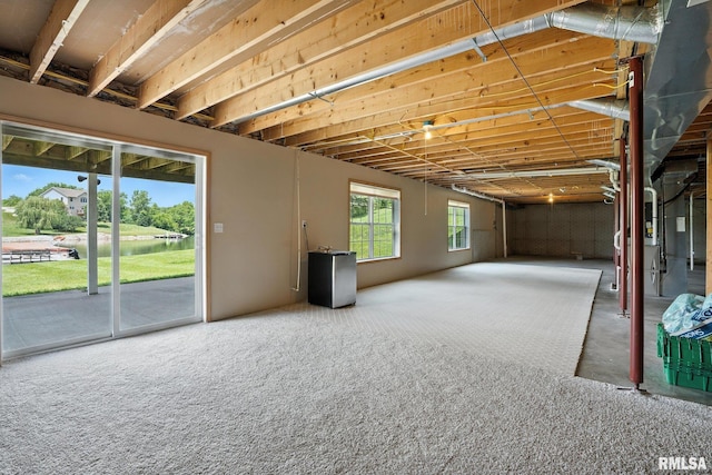 106 Valley View Dr, Sherrard, IL 61281 - basement featuring carpet floors and freestanding refrigerator