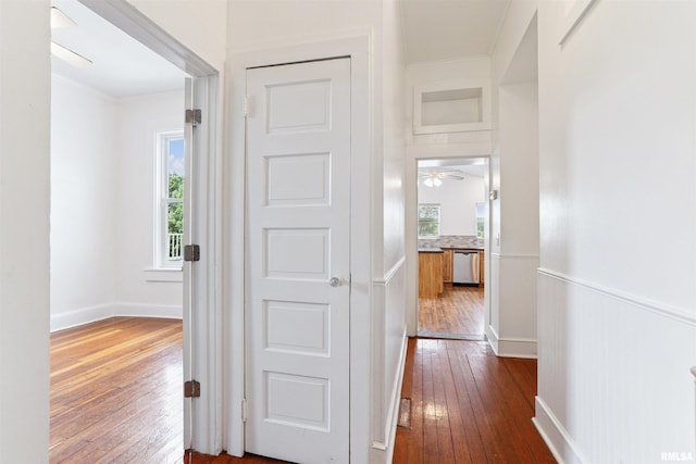 107 S High St, Port Byron, IL 61275 - corridor featuring dark wood-type flooring and ornamental molding