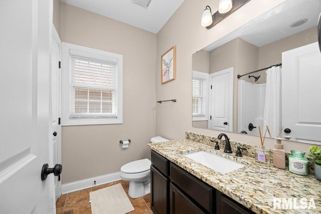 67 Cobblestone Ln, Le Claire, IA 52753 - bathroom with vanity, plenty of natural light, and a shower with shower curtain