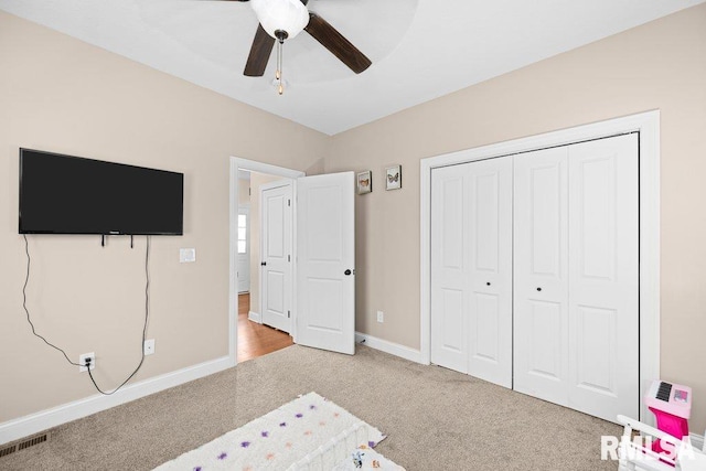 67 Cobblestone Ln, Le Claire, IA 52753 - unfurnished bedroom with carpet floors, a closet, and ceiling fan