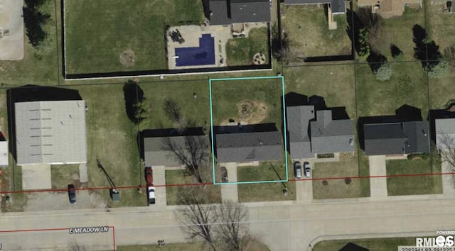 172 E Meadow Ln, Walcott, IA 52773 - aerial map of property and surrounding area featuring property boundaries highlighted