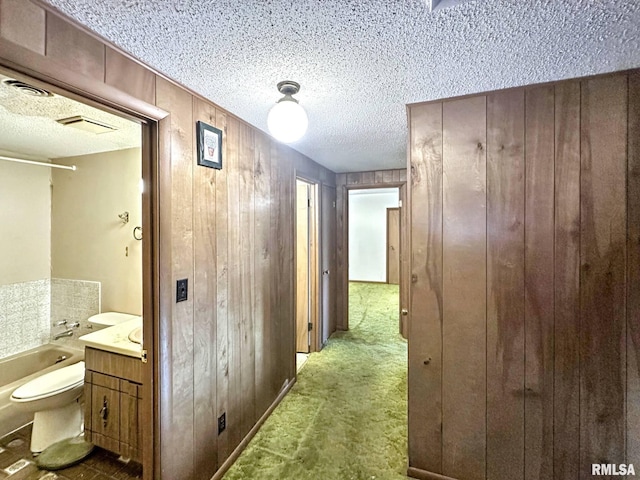 900 E 4th St, West Frankfort, IL 62896 - hallway featuring wood walls and a textured ceiling