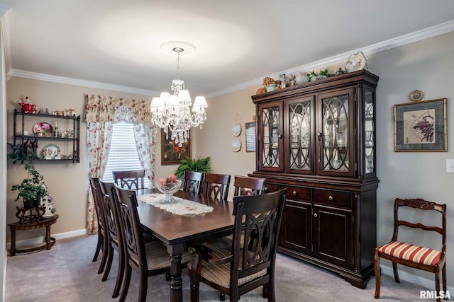 805 New Day Way, Marion, IL 62959 - dining room with a chandelier, light carpet, and crown molding