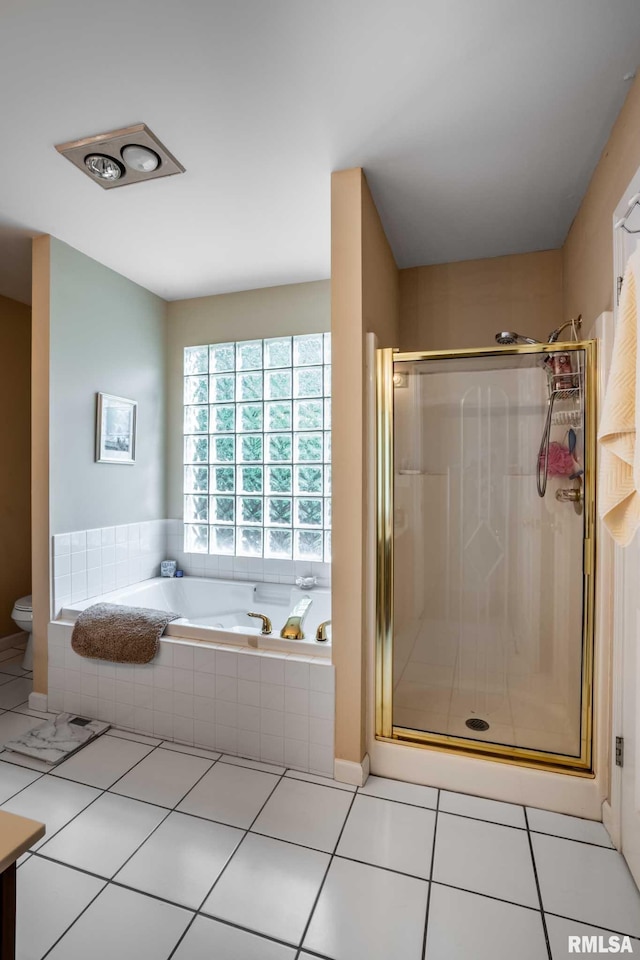 805 New Day Way, Marion, IL 62959 - full bathroom featuring a garden tub, a shower stall, and tile patterned flooring