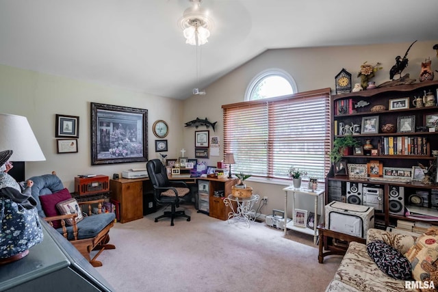 805 New Day Way, Marion, IL 62959 - carpeted home office featuring lofted ceiling, healthy amount of natural light, and a ceiling fan