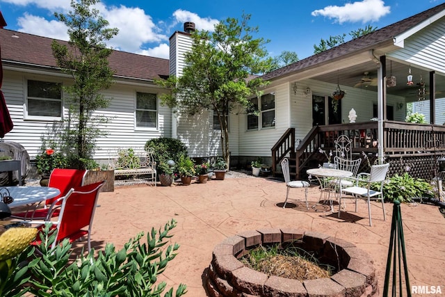 805 New Day Way, Marion, IL 62959 - view of patio / terrace featuring a fire pit and ceiling fan