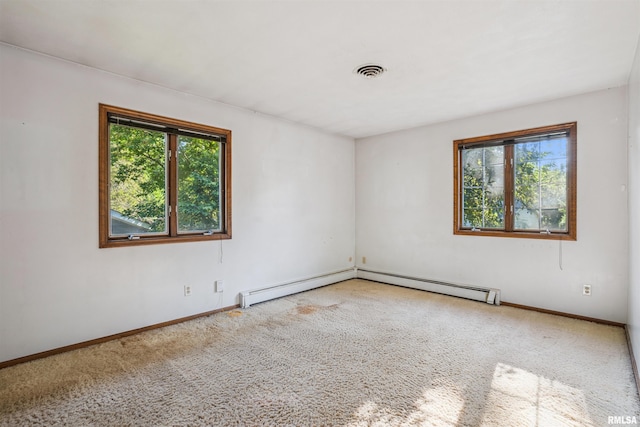 2351 5th St, East Moline, IL 61244 - unfurnished room with plenty of natural light, carpet flooring, and baseboard heating
