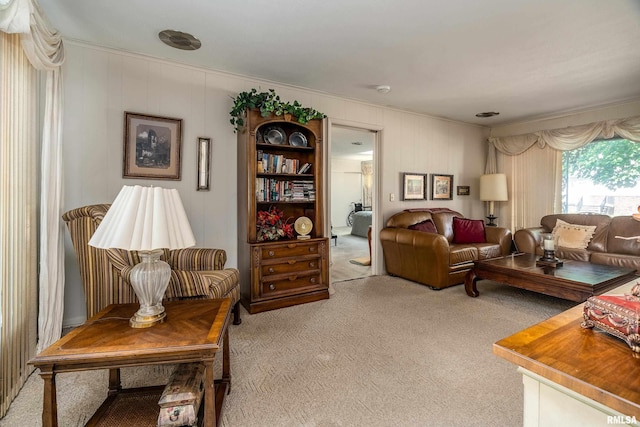613 S Locust, West Frankfort, IL 62896 - living area featuring light carpet and ornamental molding
