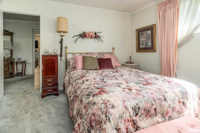 613 S Locust, West Frankfort, IL 62896 - bedroom with carpet floors and ornamental molding