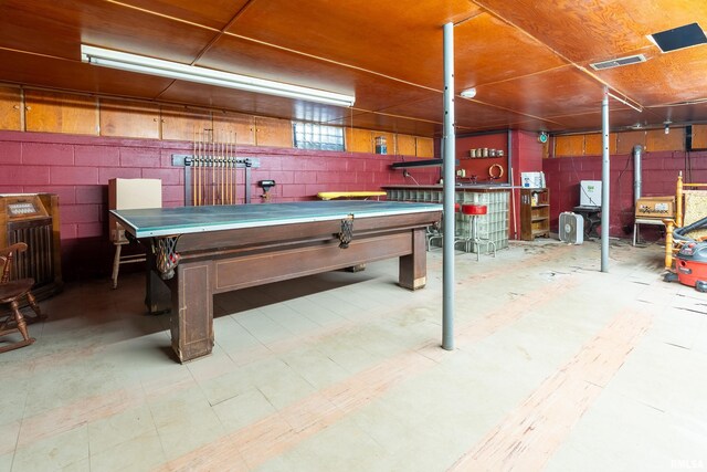 613 S Locust, West Frankfort, IL 62896 - rec room featuring concrete block wall and pool table