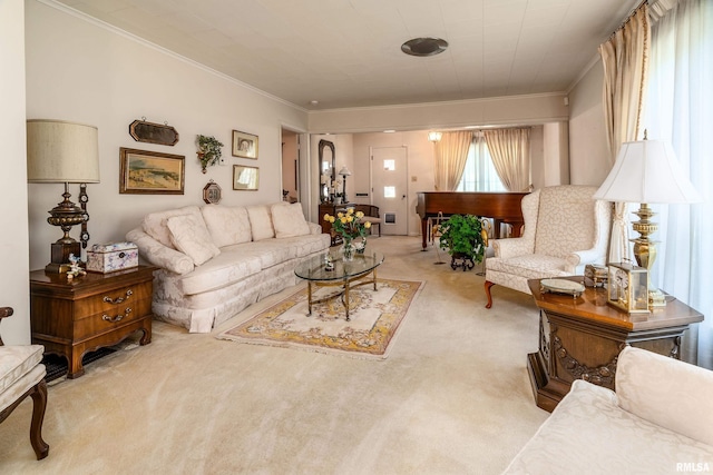 613 S Locust, West Frankfort, IL 62896 - living area featuring carpet flooring and ornamental molding