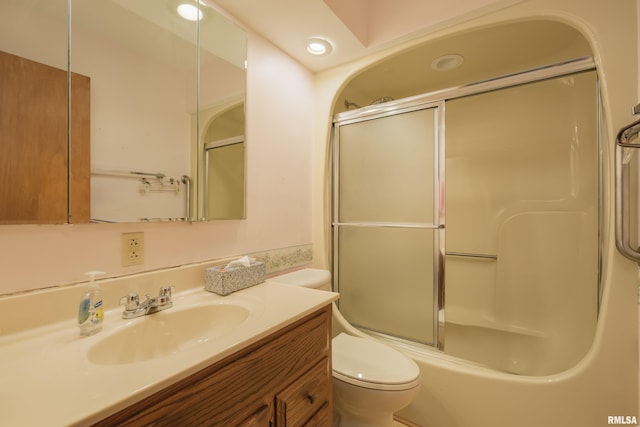 2518 13th St, Rock Island, IL 61201 - full bathroom with vanity and bath / shower combo with glass door