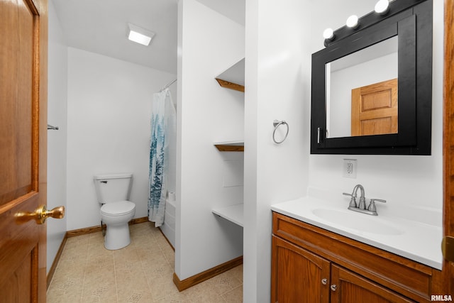 222 6th St, Buffalo, IA 52728 - full bathroom featuring vanity, shower / bath combination with curtain, and tile patterned flooring