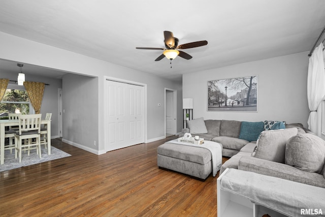4040 27th Ave, Rock Island, IL 61201 - living room with wood finished floors and ceiling fan