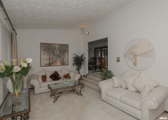 8527 W 17th St, Rock Island, IL 61201 - living room featuring carpet and ornamental molding