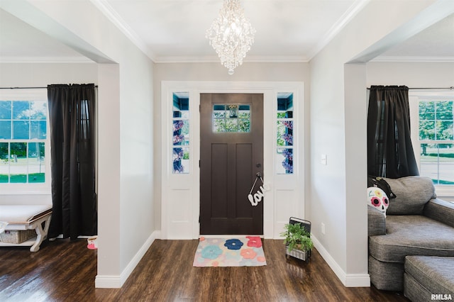 401 W Grand Ave, Carterville, IL 62918 - entryway with wood finished floors, a chandelier, and ornamental molding