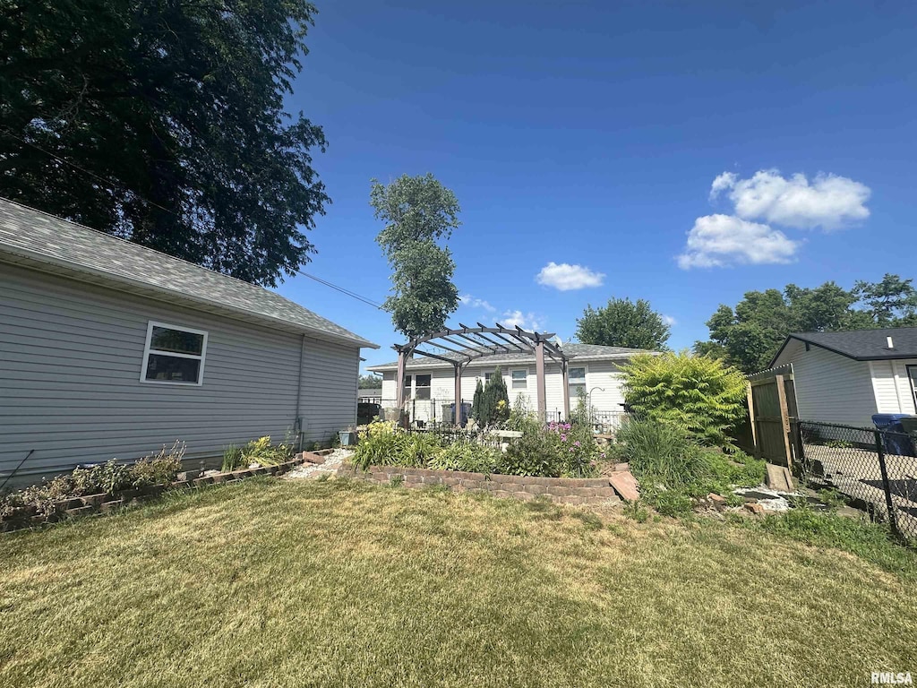 3400 Clover Hills Dr, Bettendorf, IA 52722 - view of yard featuring a pergola