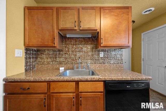 2043 30th St, Rock Island, IL 61201 - kitchen featuring dishwasher, backsplash, and brown cabinetry