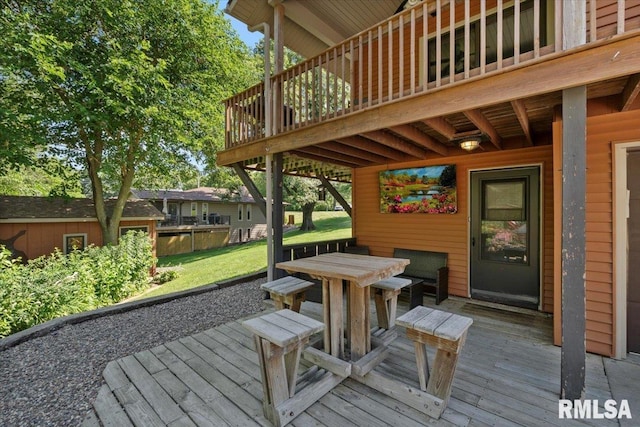 129 Glenview Dr, Sherrard, IL 61281 - wooden deck with a yard