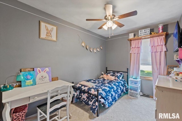 129 Glenview Dr, Sherrard, IL 61281 - carpeted bedroom with a ceiling fan