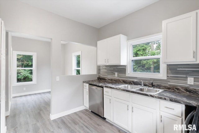 619 51st St, Moline, IL 61265 - kitchen featuring dishwasher, white cabinetry, and plenty of natural light
