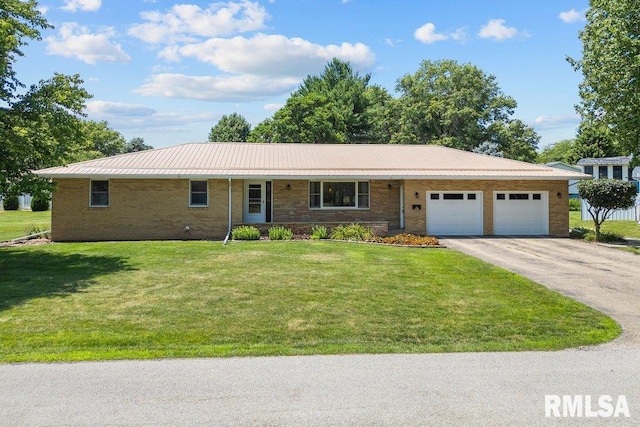 22 Pleasant View Dr, Annawan, IL 61234 - ranch-style house with a garage, asphalt driveway, a front yard, and brick siding