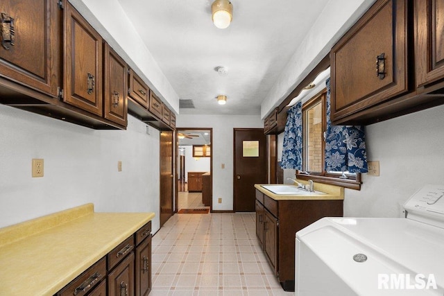 22 Pleasant View Dr, Annawan, IL 61234 - laundry room featuring washer / dryer, cabinet space, and a ceiling fan