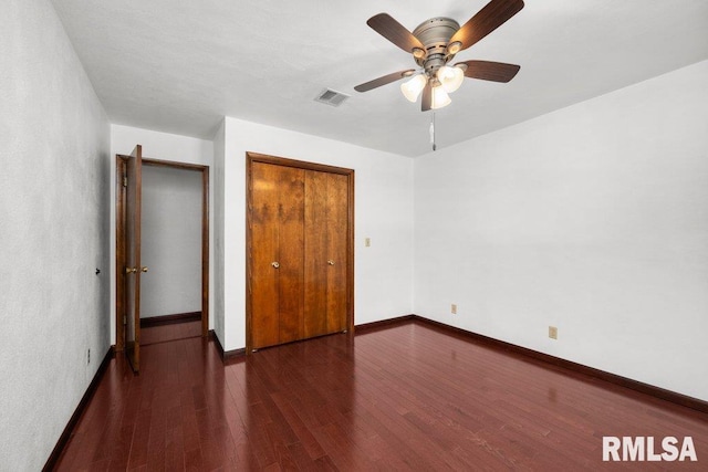 22 Pleasant View Dr, Annawan, IL 61234 - unfurnished bedroom with wood finished floors, ceiling fan, and a closet
