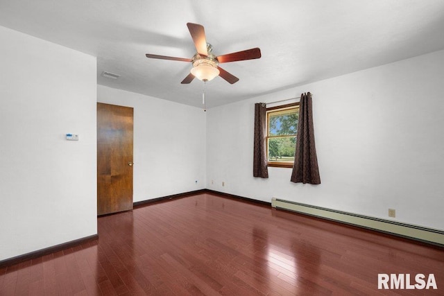 22 Pleasant View Dr, Annawan, IL 61234 - unfurnished room featuring a baseboard heating unit, wood finished floors, and ceiling fan