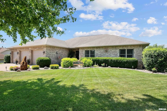 12828 25th Street Ct, Milan, IL 61264 - ranch-style home with a garage, a front yard, driveway, and brick siding
