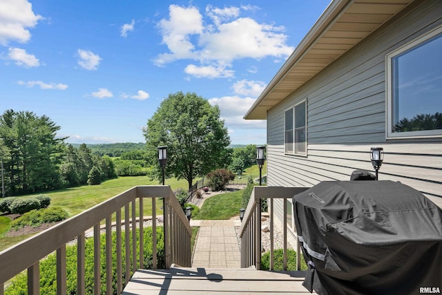 12828 25th Street Ct, Milan, IL 61264 - wooden terrace featuring area for grilling and a lawn