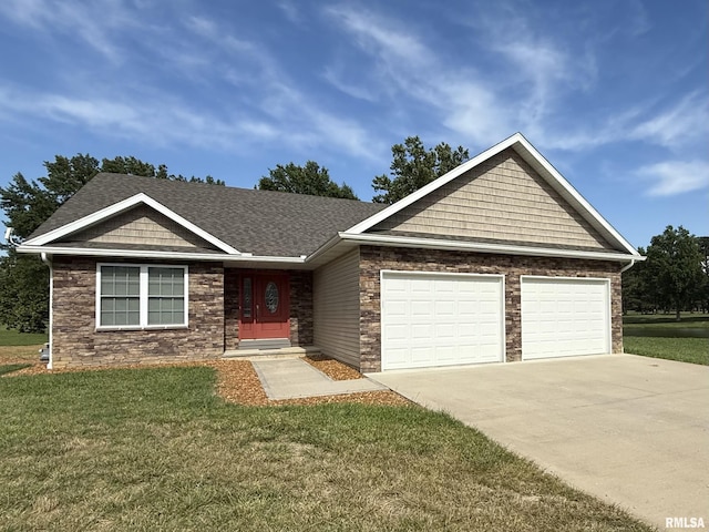 312 Mcvicker Dr, Energy, IL 62933 - craftsman house with driveway, a front yard, a garage, and roof with shingles