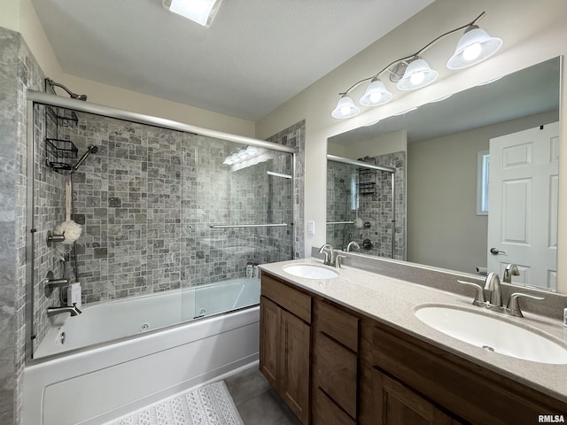 312 Mcvicker Dr, Energy, IL 62933 - bathroom with tile patterned flooring, a combined bath / shower with jetted tub, and double vanity