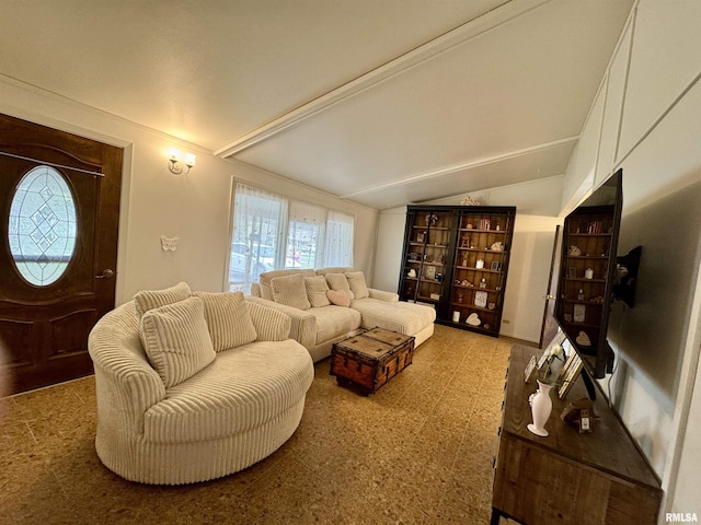 1401 12th Ave, Viola, IL 61486 - living room featuring vaulted ceiling