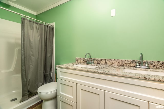 503 W Idaho Ave, Carterville, IL 62918 - full bath with curtained shower, double vanity, and wood finished floors