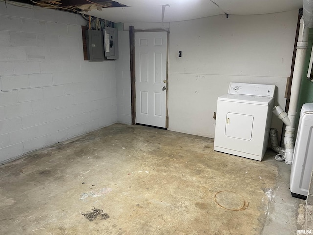 304 Lynda Dr Unit A/B, Carbondale, IL 62901 - unfinished below grade area with electric panel and concrete block wall