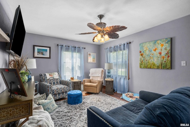 412 24th Ave, East Moline, IL 61244 - living area with wood finished floors and ceiling fan