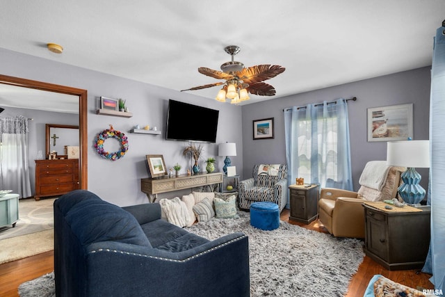412 24th Ave, East Moline, IL 61244 - living area with wood finished floors and a ceiling fan