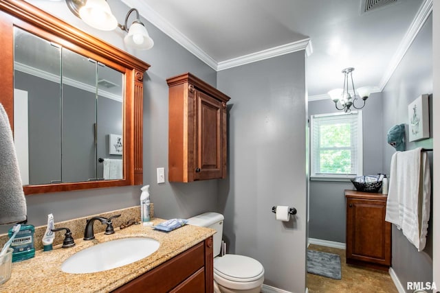 5680 State Route 146 E Highway, Vienna, IL 62995 - bathroom with vanity, crown molding, and a chandelier