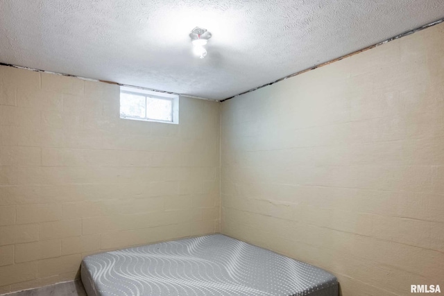 5680 State Route 146 E Highway, Vienna, IL 62995 - bedroom featuring concrete block wall and a textured ceiling
