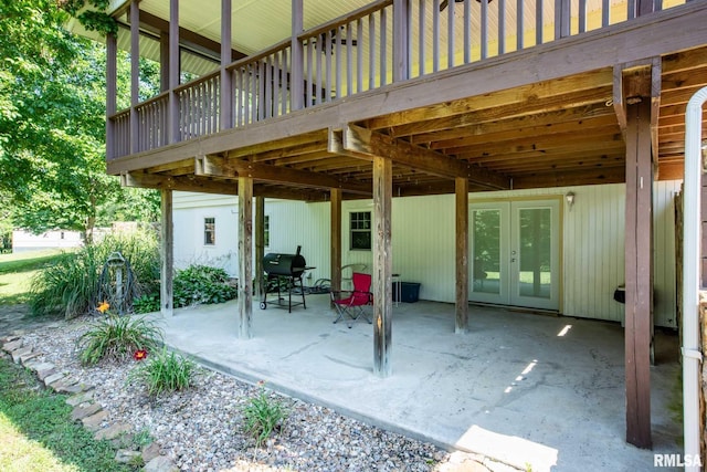 5680 State Route 146 E Highway, Vienna, IL 62995 - view of patio with french doors, a grill, and a wooden deck