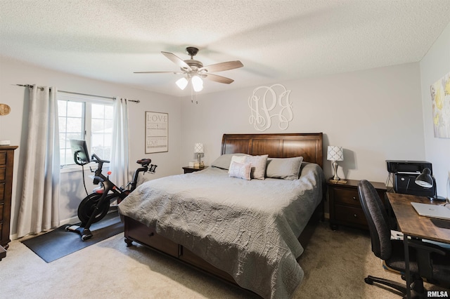 10224 Illinois Steel Rd, Johnston City, IL 62951 - carpeted bedroom featuring an office area, a ceiling fan, and a textured ceiling