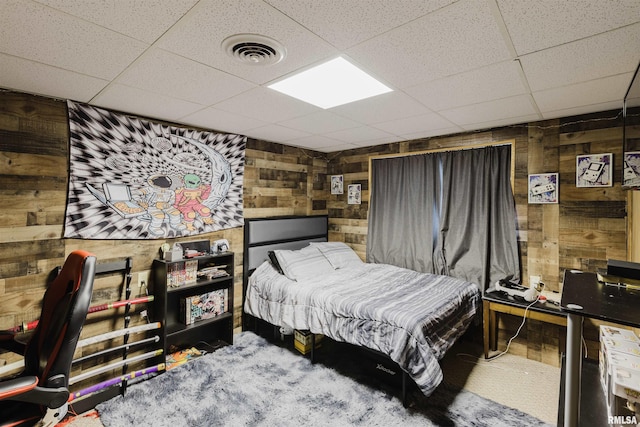 10224 Illinois Steel Rd, Johnston City, IL 62951 - bedroom featuring wood walls and a drop ceiling