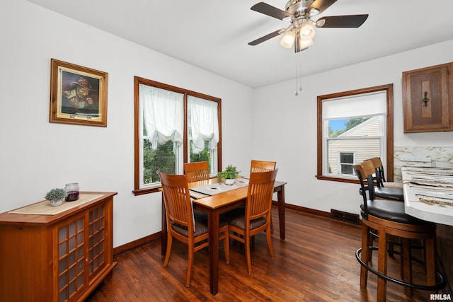 5003 48th St, Moline, IL 61265 - dining room featuring dark wood-style floors and a ceiling fan